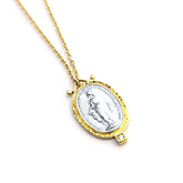 VIRGEN MILAGROSA CIRCONITA - collar medalla dorada 30x22mm con cadena